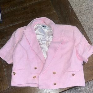 ZARA: Pink Tweed Blazer